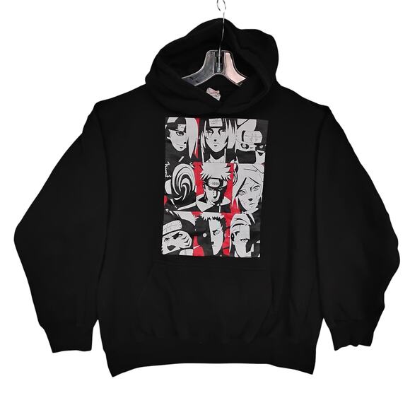 Naruto Shippuden Akatsuki Anime Hoodie Size Large Black with Red Graphics - Picture 1 of 7